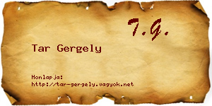 Tar Gergely névjegykártya